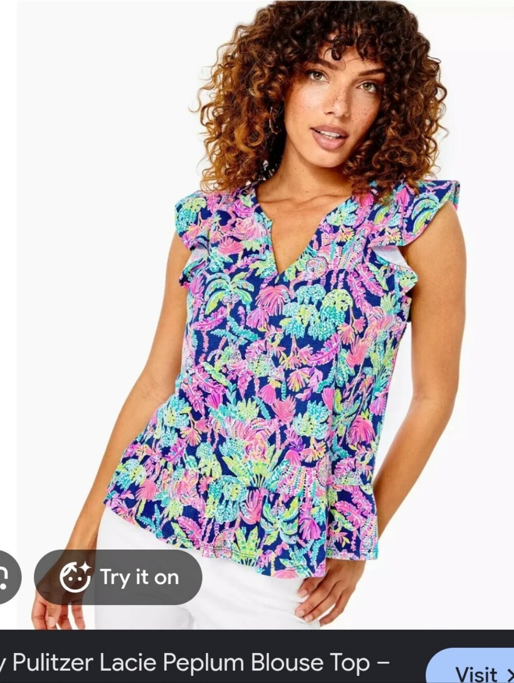 Lilly Pulitzer Lacie Peplum Top Size Large